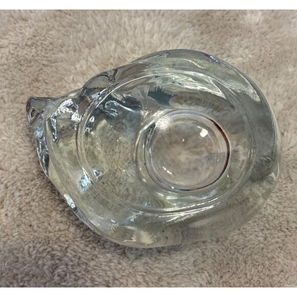 Glass Sleepy Cat Shaped Votive Tealight Candle Holder Clear 4.5" Heavy - Picture 7 of 10